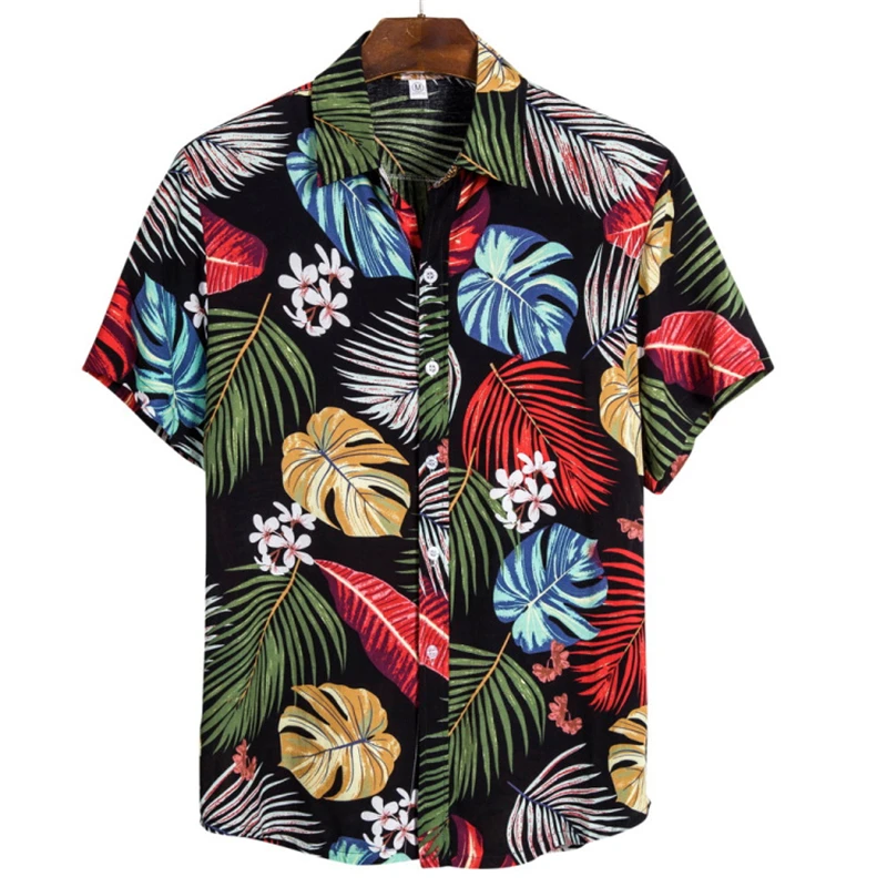 Fashion Mens Hawaiian Shirt Male Casual Colorful Printed Beach Aloha Shirts Short Sleeve Camisa Hawaiana Hombre Camisa Hawaiana