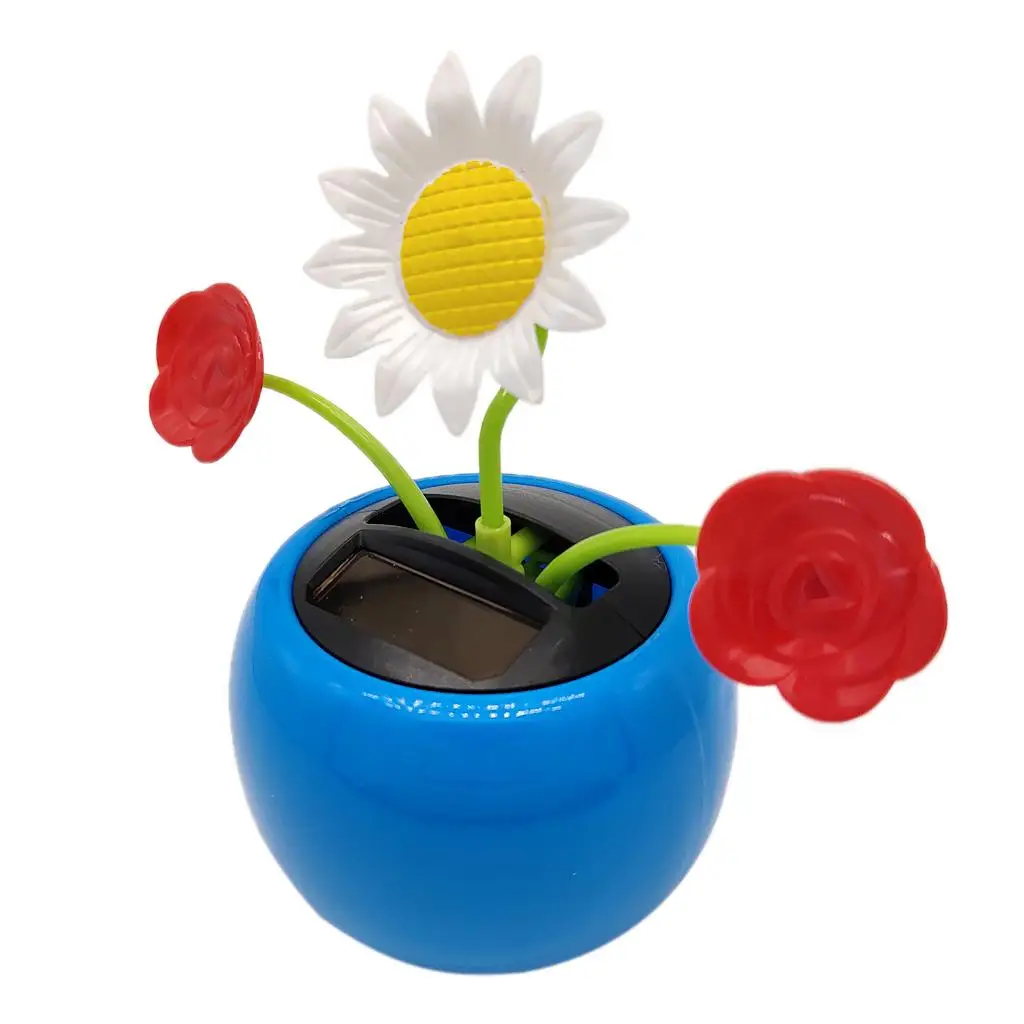 

Blue Adorable Solar Powered Bobble and Rose Model Toy, Car Desk Decor Kids Birthday Gift