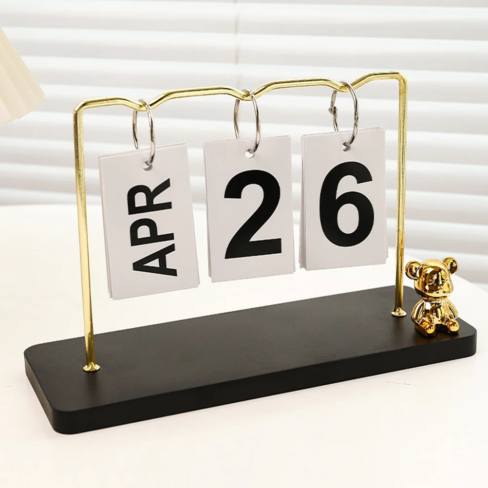 

Calendar Ornament Desktop Decoration Vintage Simple Standing Rustic Reusable Perpetual Student