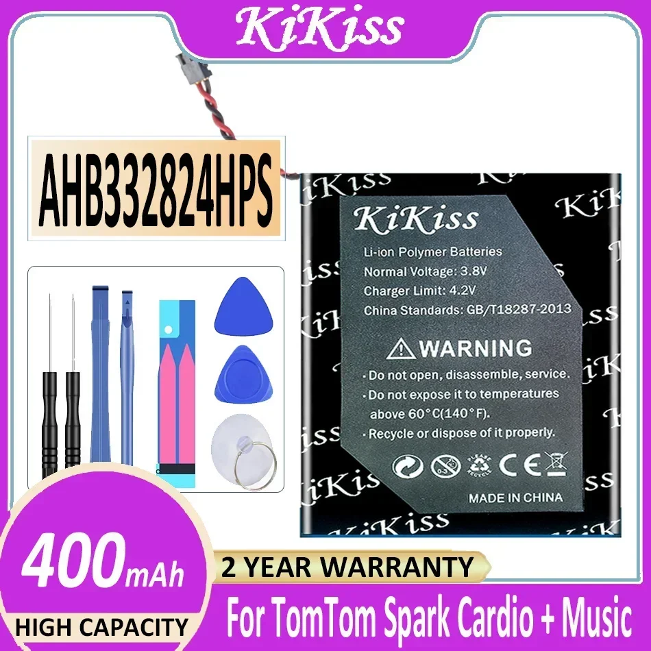 KiKiss Аккумулятор AHB 332824 HPS 400 мАч для TomTom Spark 2 3 Cardio + Music/II 2/3 GPS Spark2 Spark3 часы 2-проводная