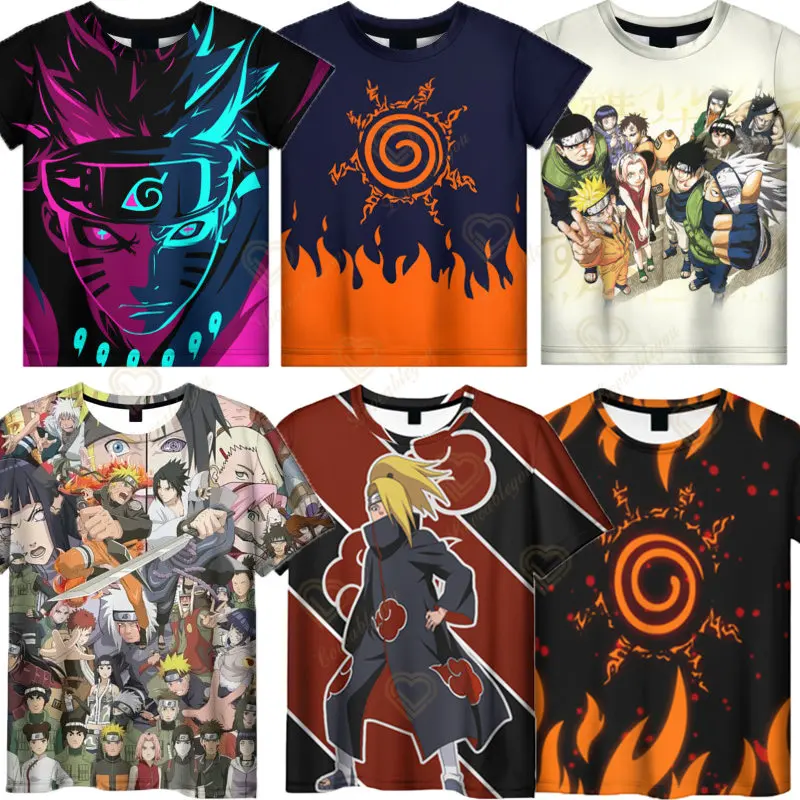

Naruto 3D Printed Men's and Women's T-shirts, Japanese Anime Boys' and Girls' Large Shirts, Short Sleeved Clothes