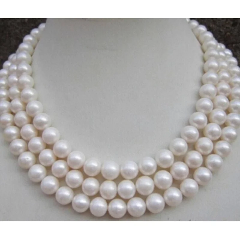 

Collier de perles blanches rondes naturelles, bijoux à la mode, 9-10MM, AAA, parfait, mer du sud, 50 pouces, GE4558, vente en gr