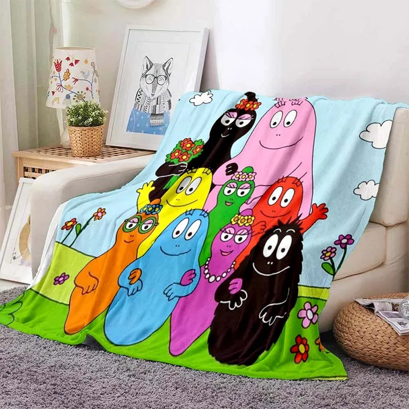 

Cartoon Barbarydos graphic-print flannel blanket cartoon soft plush blanket throw blanket picnic blanket blankets for beds
