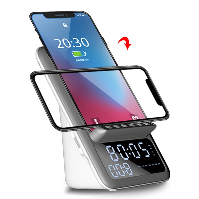 Wireless Charging Dock Stand Fm Radio Usb Fast Charger