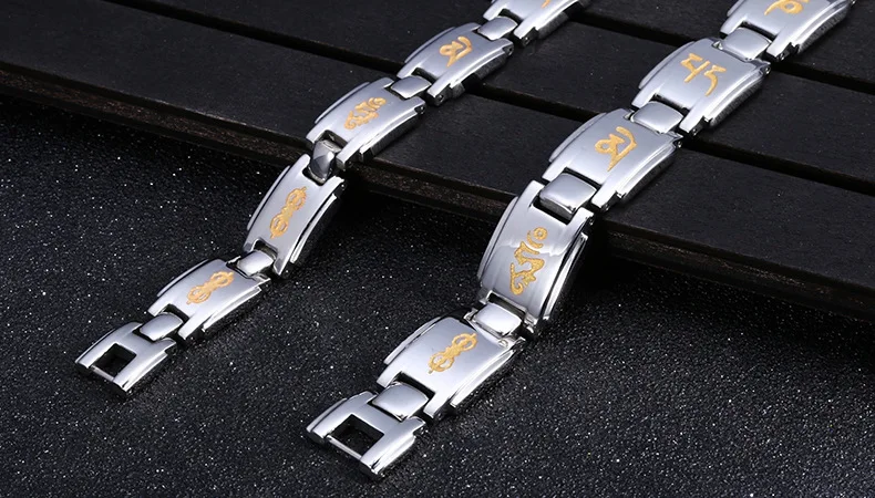 Регулируемый браслет магнитотерапии для похудения с круглым черным камнем, роскошный продукт для похудения из нержавеющей стали.