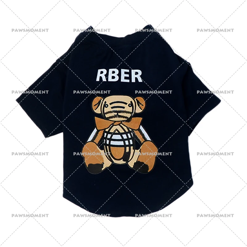 Летняя хлопковая Футболка с принтом медведя для щенков одежда домашних животных