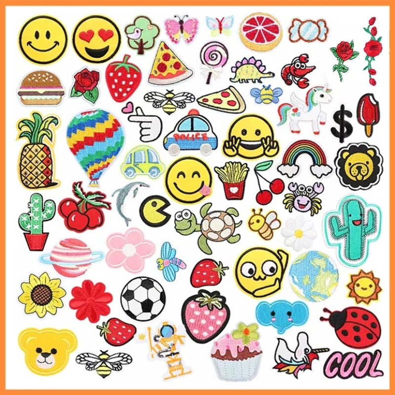 

60pcs Assorted Embroidery Patches Bright Vivid Colors Sew On/Iron On Patch Applique for Clothes Dress Hat Jeans DIY Accessories