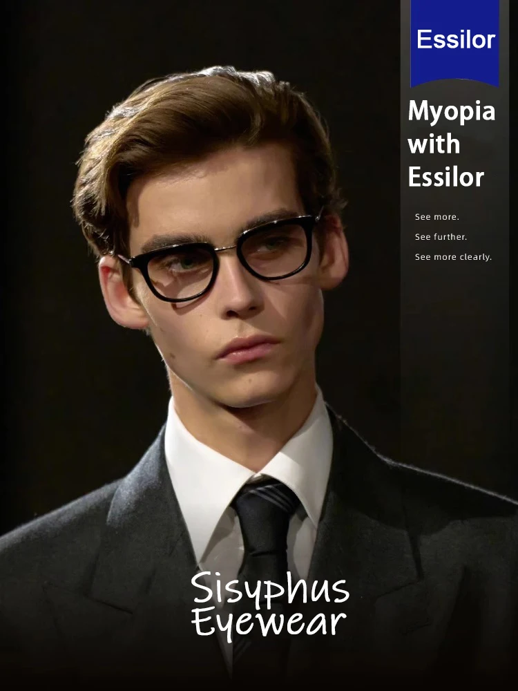 Черная оправа для очков из черепаховой черепахи Мужская пластина Zeiss Essilor