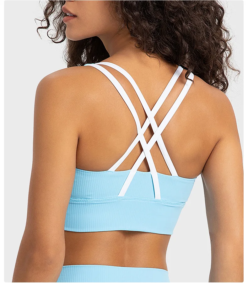 Luluwomens Clothing Outdoor Jogging Ribbed Yoga Women's Underwear Sports Gym Fitness Backless Bra Sportswear Women Summer Top