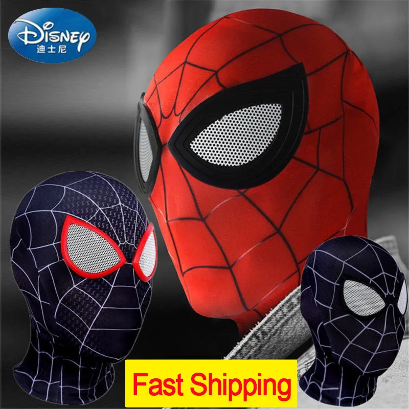 

Disney Children Red Spiderman Hood Mask Full Face Adult Funny Cartoon Black Face Shaild Mask