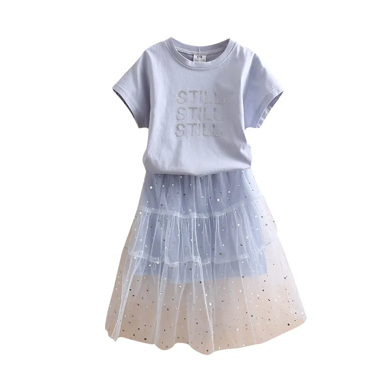 Детский комплект из 2 предметов кружевная Лоскутная футболка с коротким рукавом