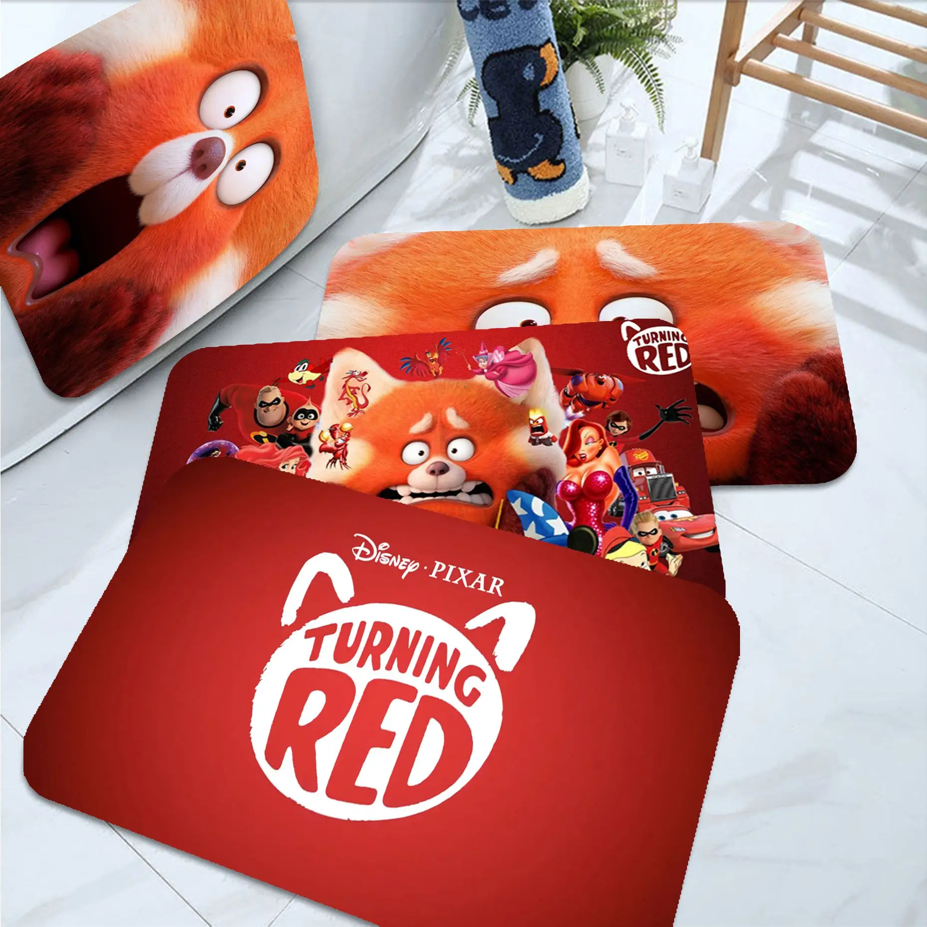 

Disney Animated Turning Red Panda Entrance Door Mat Washable Non-Slip Living Room Sofa Chairs Area Mat Kitchen Welcome Doormat