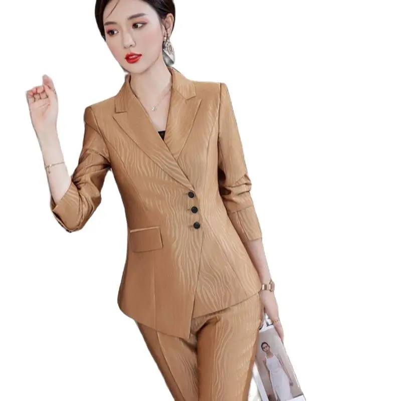 Formal Women Business Suits 2 Piece Set with Blazer and Pants OL Style Ladies Jacket Coat Blaser Professional Trouser Set
