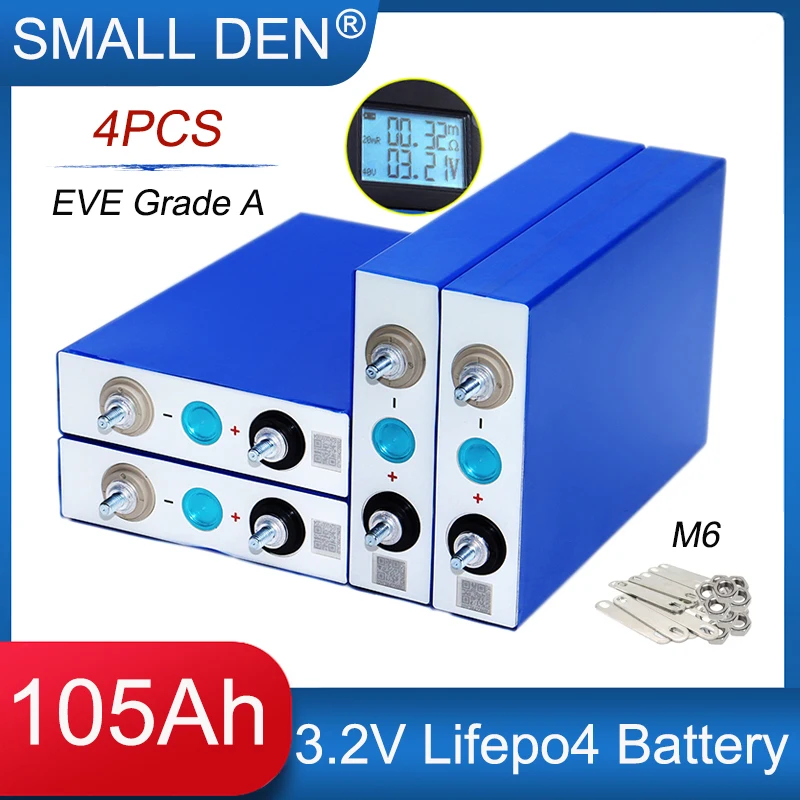 Аккумулятор Lifepo4 3 2 В 105 Ач 3500 циклов класса A ячейки DIY 12 24