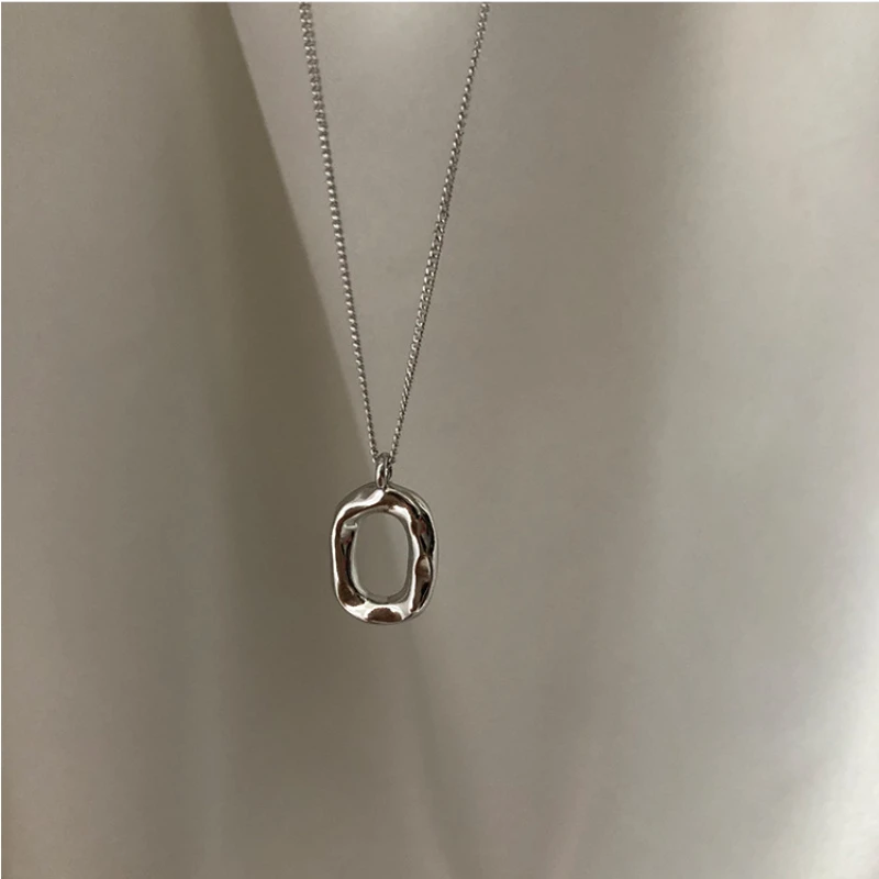 Draweye Geometric Hollow Out Necklaces for Women Silver Gold Color Korean Fashion Pendant Chokers Elegant Simple Jewelry