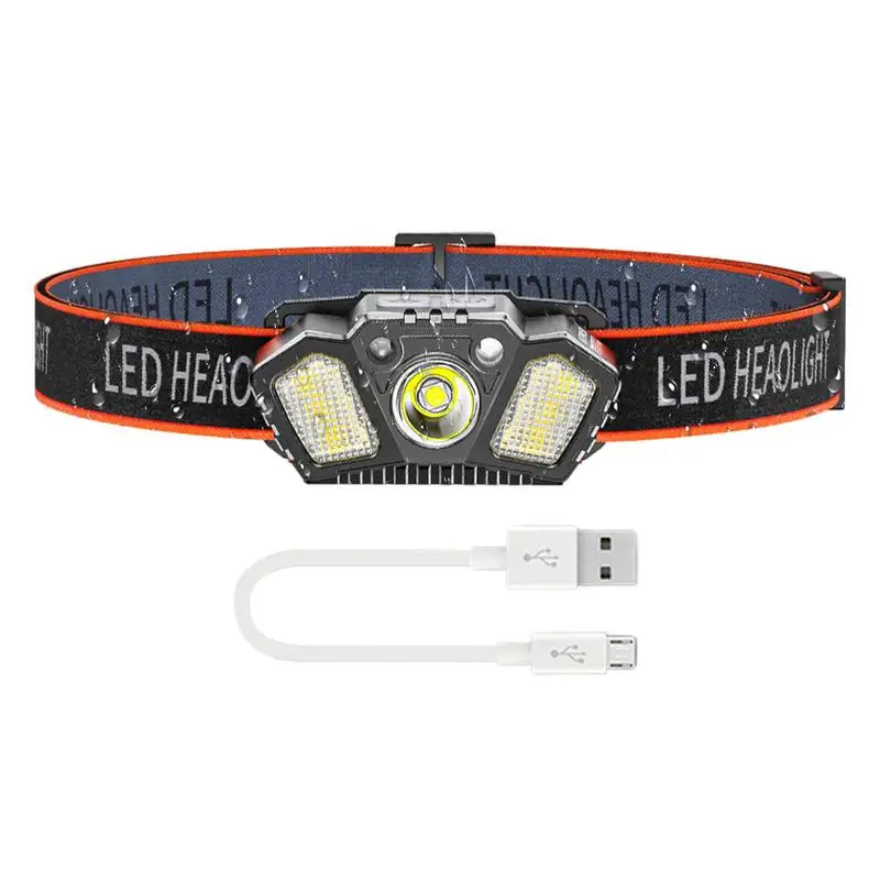 Head Lights For Forehead 800 Lumen Rainproof Camping USB LED Headlamp USB Sensor Head Lamp For Running Reading Adjustable Night