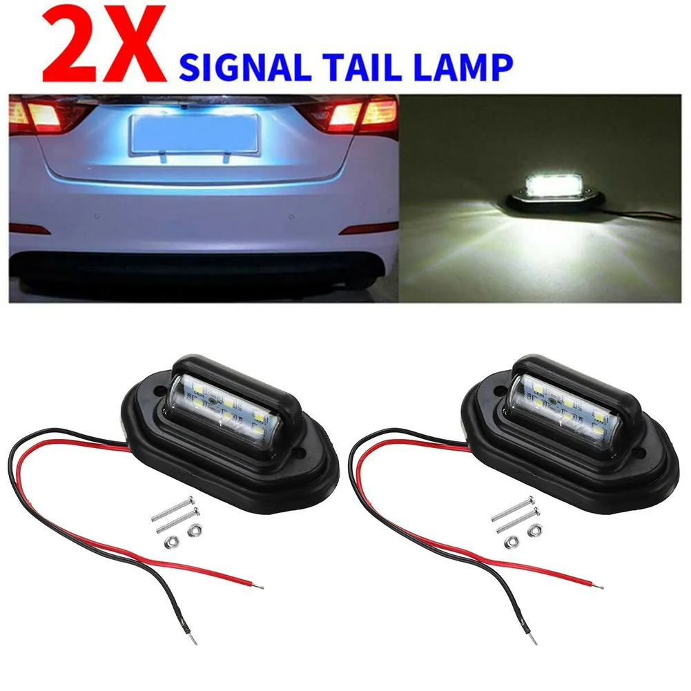 

Tail Lamp License Plate Lights White Signal 12-24V 6 LED Parts Plastic