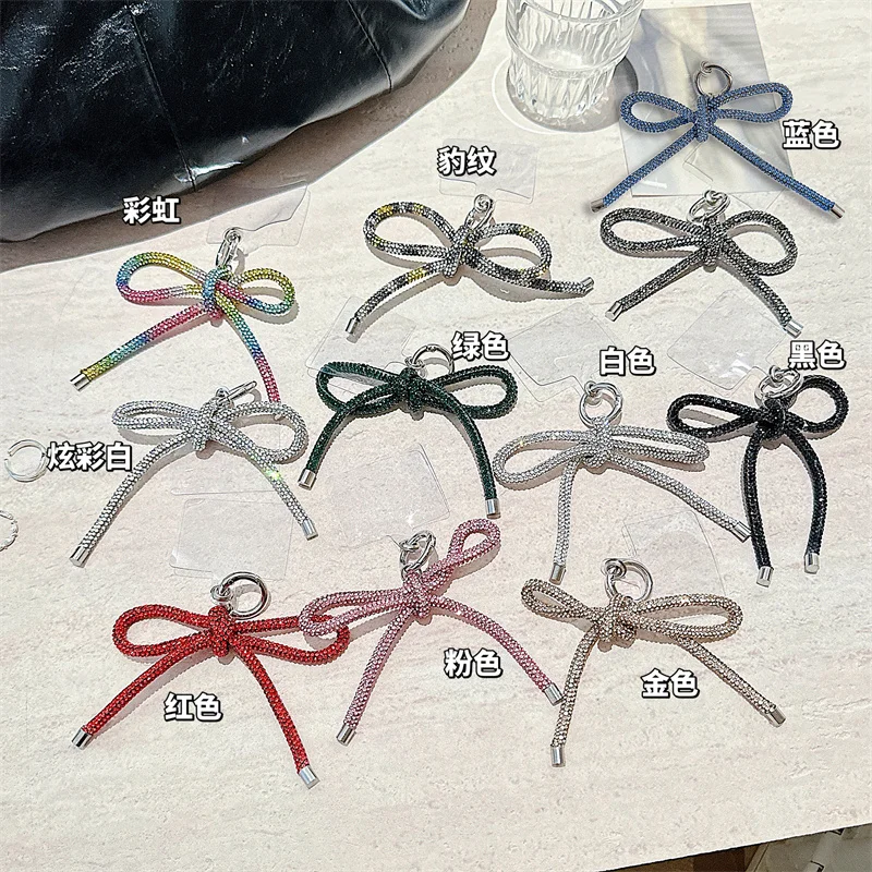 Модный Универсальный шнурок для телефона в Корейском стиле с бантом и стразами