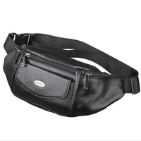 men genuine leather fanny waist bag travel hip belt cell phone case purse single back pack sling chest day pack new