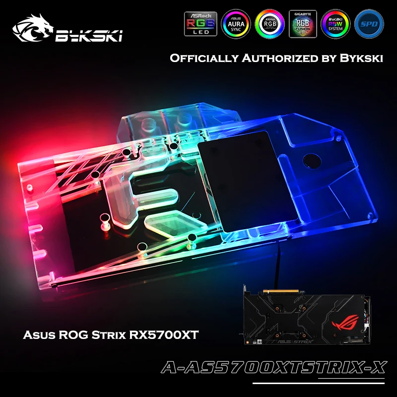 Водяной блок Bykski с полным покрытием для графического процессора ASUS ROG STRIX RX5700XT