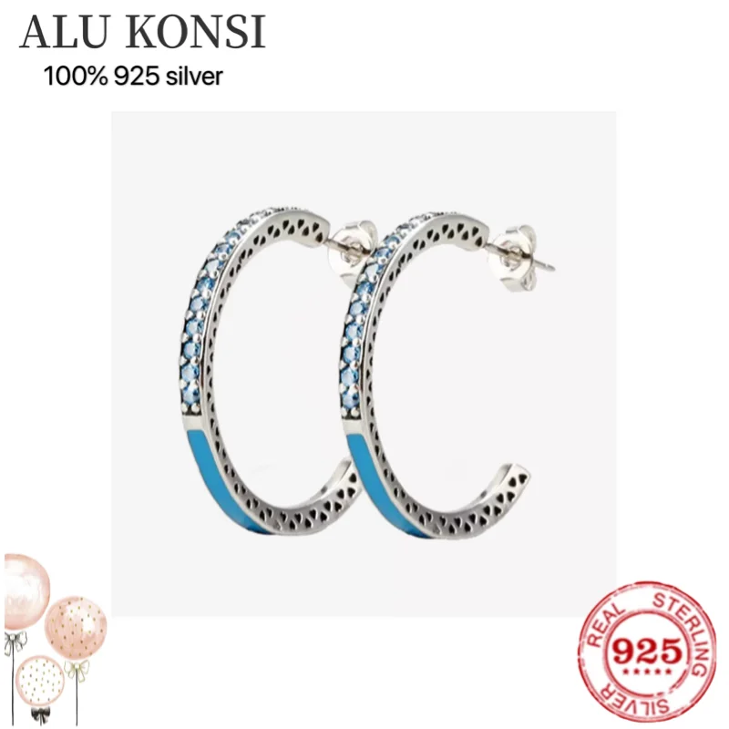 

Hot Sale high quality 100% 925 Sterling Silver Fit Original pan earrings For Women temperament luxury DIY Jewelry wedding gift