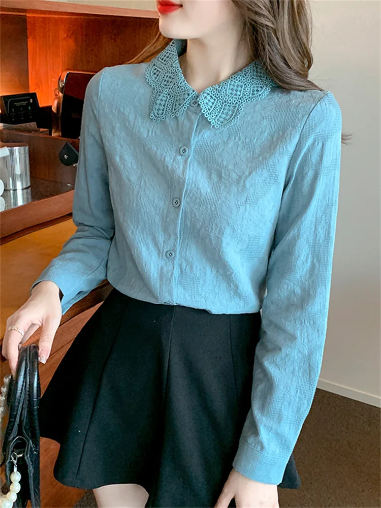 Весна и осень 2024 новые рубашки из чистого хлопка женские универсальные