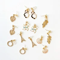 fashion fresh earrings shells windmills leaf pendants fashion wedding rhinestones exquisite jewelry ladies