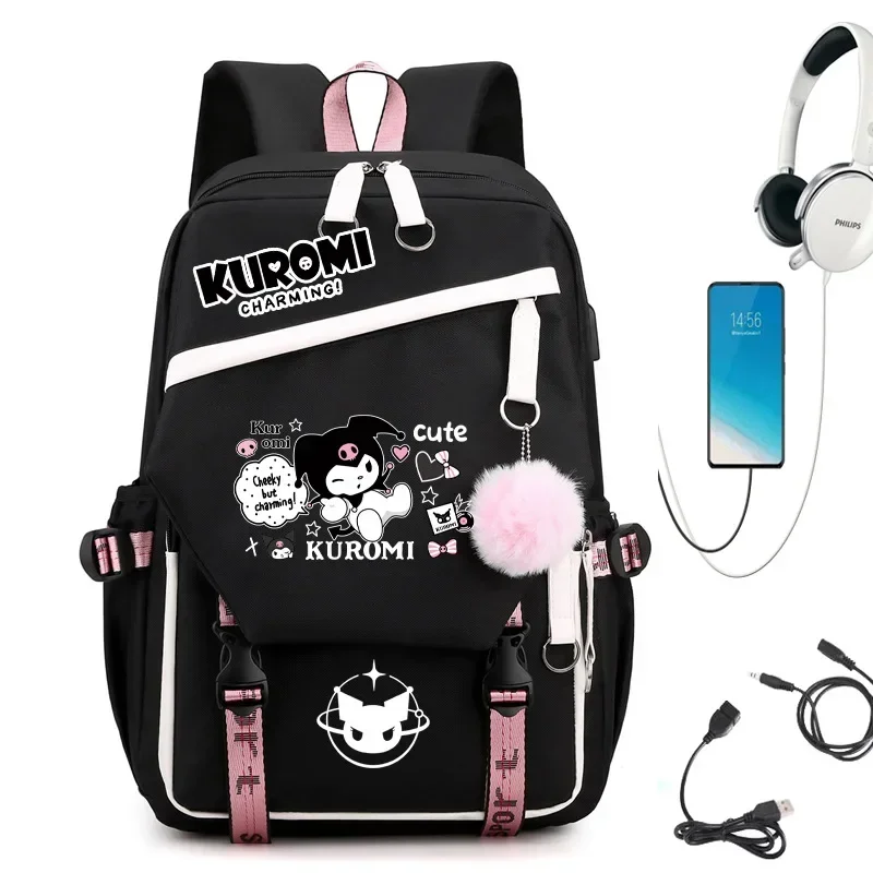 

Sanrio Kuromi Kawaii Korean Version Large Capacity Casual Lightweight Backpack Primary and Middle School Students Best Gift