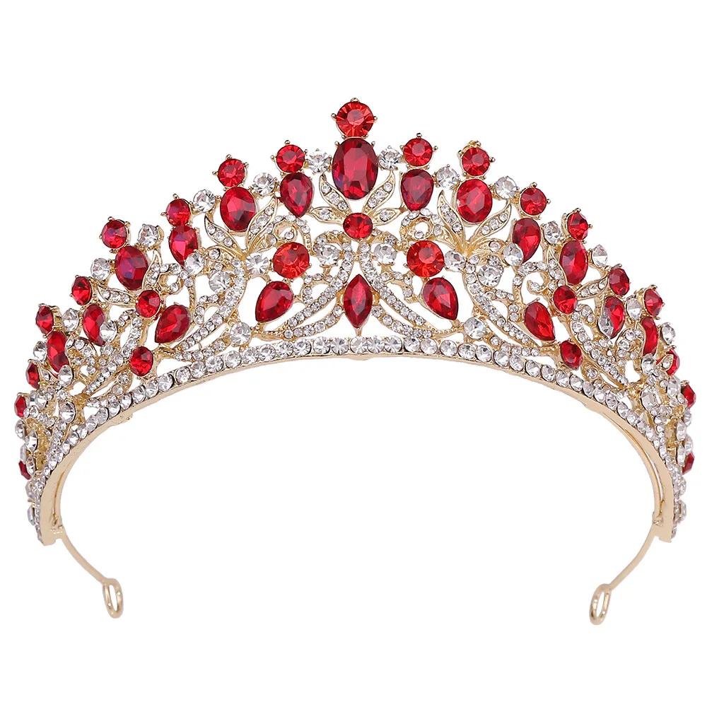 

New Jewelry Crown Women's Alloy European and American Crystal Bridal Hair Accessories Wedding Dress Headdress Gold Plated Crown