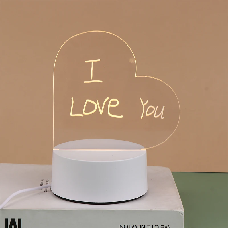 

Светодиодная перезаписываемая доска для сообщений с ручкой, питание от USB, ночник, домашний праздничный подарок для детей