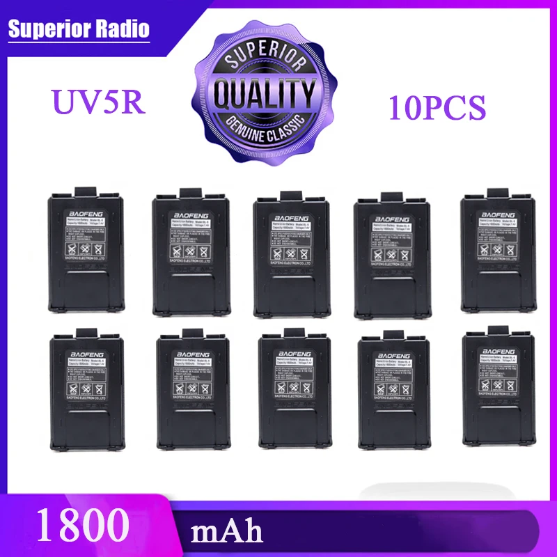 4pcs/10pcs UV-5R Battery Original Baofeng Walkie Talkie Accessories for Baofeng UV 5R 1800mAh Radio 7.4V Li-ion Battery UV5R