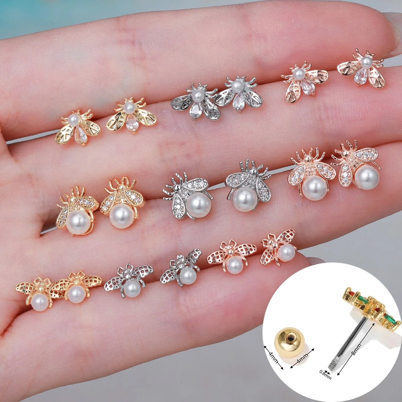 Серьги-гвоздики из нержавеющей стали, 1 шт.