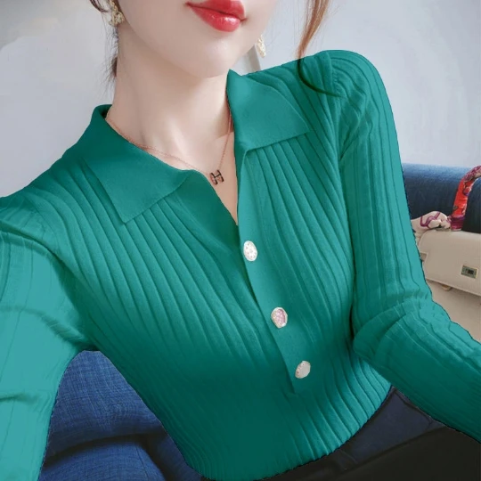 

Green Women Girl Office Lady Pullover Woman Lady Knit Sweaters Low Neck Tops Tight Women's Sweater Top Coat Cloth Suéter