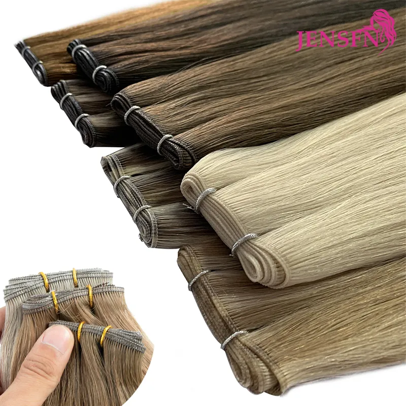 

JENSFN Straight Human Hair Weft Bundles Extensions 100g/Pcs 16"-26" Remy Natural Hair Sew In Weaves Brown Blonde Color