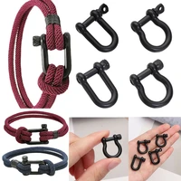 stainless steel carabiner d bow shackle fob key ring keychain hook screw joint connector buckles outdoor bracelet buckle