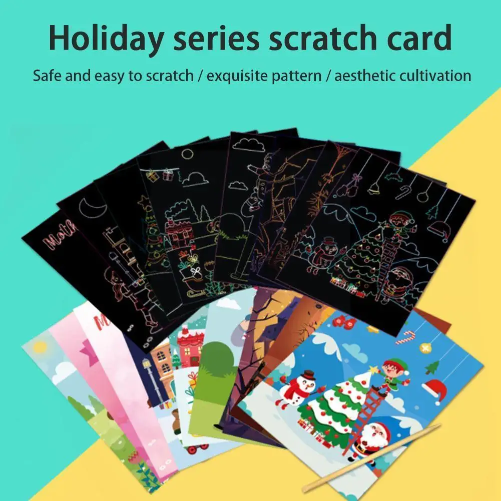 

Scratch Art Painting Paper Card Christmas Mother's Father's Color Day Rainbow Education Scratch Drawing Day Art Board Diy T E9v4