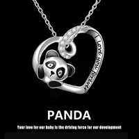 cute cartoon animal korean fashion heart shaped panda pendant necklace womens clavicle chain necklace mothers day gift jewelry
