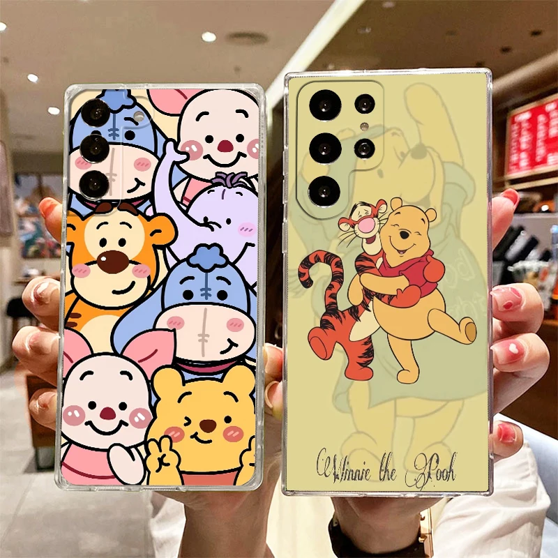 

Disney Winnie Pooh Transparent Phone Case For Samsung S23 S22 S21 S20 FE Ultra Pro Lite S10 S10E S9 S8 Plus 5G Cover