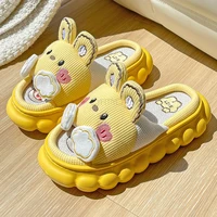 linen home slippers for women cute cartoon cloud slippers bedroom slides female thick sole shoes indoor slippers woman winter