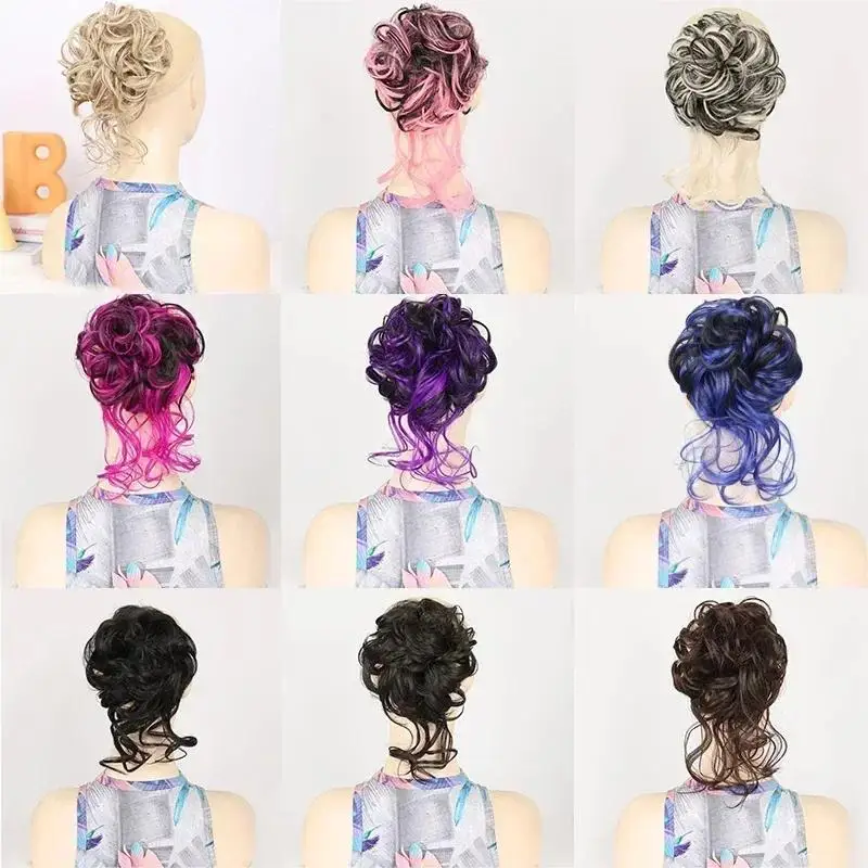 Грязные вьющиеся волосы пучок эластичные резинки для волос женщин коричневые