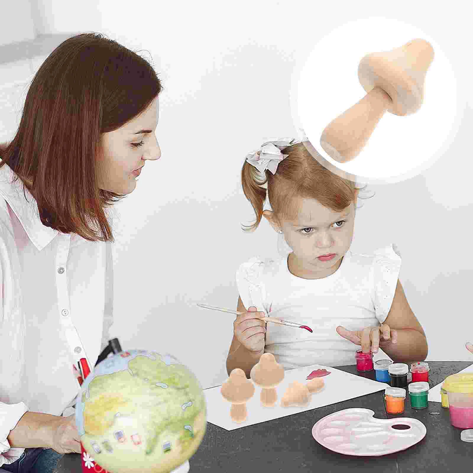 

Wood Mushroom Decor Crafts Unfinished Wooden Mushrooms Model Ornaments Ornament Minismall Painting