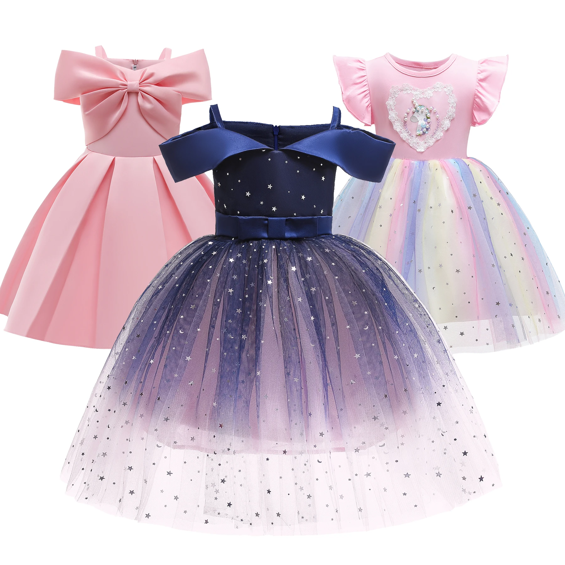 2-10 Years Girl Kid's Elegant Princess Party Dress Girls Sweet Tulle Pageant Dresses Flower Girl Dress Children Cute Ball Gown