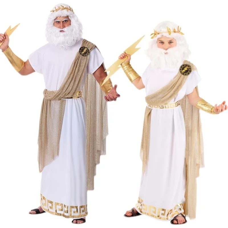 

Halloween Cosplay Ancient Greek Gods Zeus Costumes Adult King of Rome Carnival Stage Show Role Play Party Dress