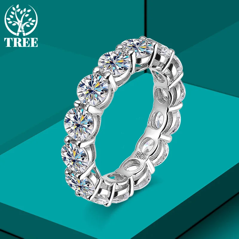 Фото ALITREE 5 мм 7ct D цветной Муассанит кольцо 925 серебро обручальное кольцо Вечность Обручальное кольцо для женщин №1