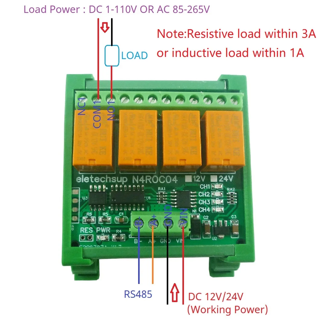 

Релейный Модуль RS485 RS422 с низким энергопотреблением, 4-канальный модуль реле микро-размера, модель MODBUS RTU COM UART с последовательным портом, стандартная DIN-рейка, 12 В, 24 В постоянного тока