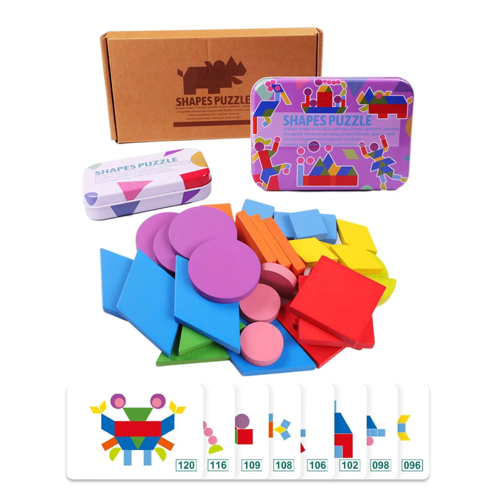 

Wooden Pattern Blocks Wooden Animal Puzzles Kids Sorting And Stacking Brain Games Montessori Educational Toys For Toddlers Kids