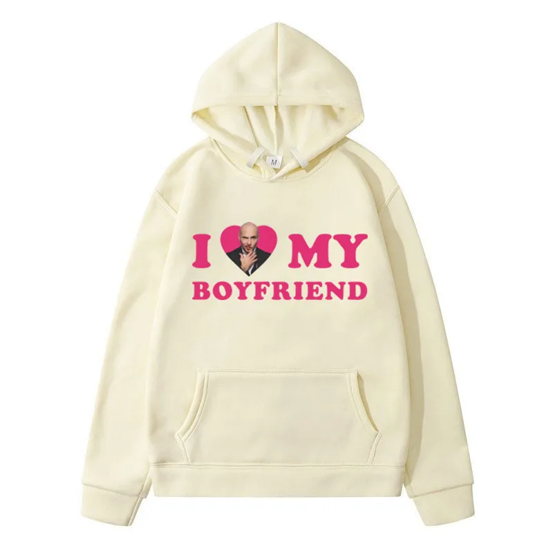 Забавные розовые толстовки с капюшоном I Love My Boyfriend Pitbull Mr Worldwide мужская и женская