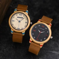 bobo bird bamboo wood mens watches leather strap simple casual wristwatch custom logo pack in gift box dropshippping