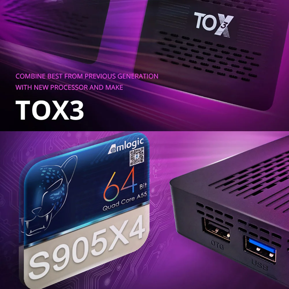 ТВ-приставка TOX3 на Android 11 4 + 32 ГБ Amlogic S905X4 2 t2r Wi-Fi 1000M Internet BT4.1 Support AV1 4K DLNA Media Player -