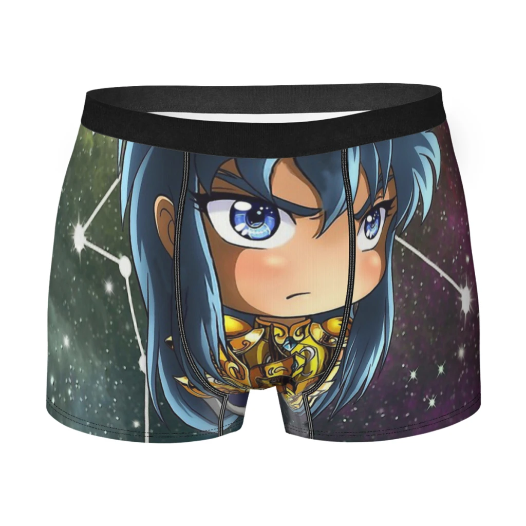 Chibi Aquarius Camus Saint Seiya Underpants Breathbale Panties Man Underwear Ventilate Shorts Boxer Briefs